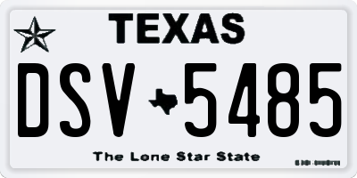 TX license plate DSV5485