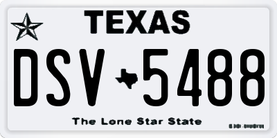 TX license plate DSV5488