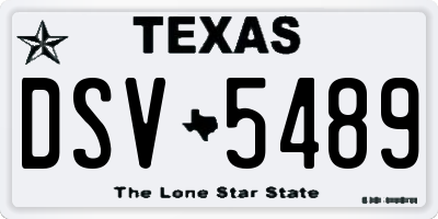 TX license plate DSV5489