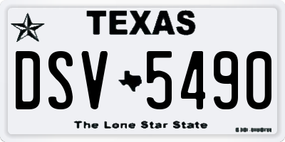 TX license plate DSV5490