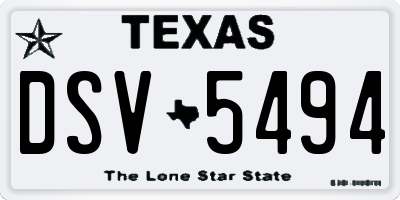TX license plate DSV5494