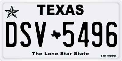 TX license plate DSV5496