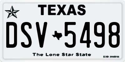 TX license plate DSV5498