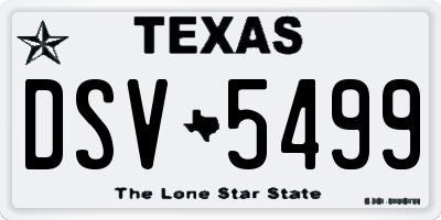 TX license plate DSV5499