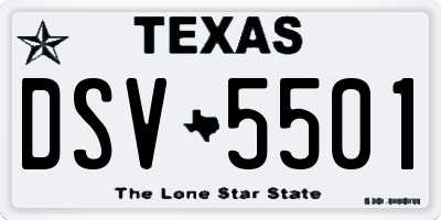 TX license plate DSV5501