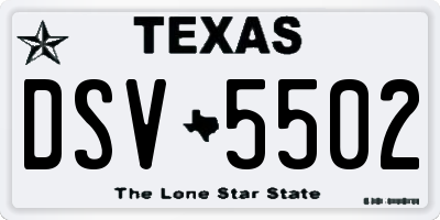 TX license plate DSV5502