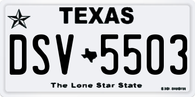 TX license plate DSV5503