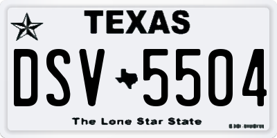 TX license plate DSV5504