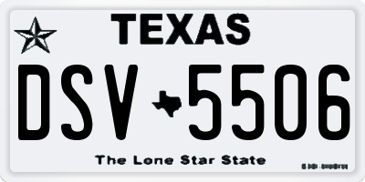 TX license plate DSV5506