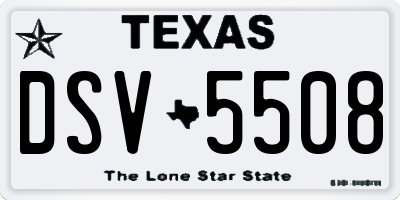TX license plate DSV5508