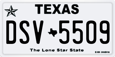 TX license plate DSV5509