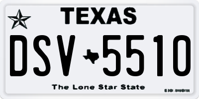 TX license plate DSV5510
