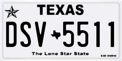 TX license plate DSV5511