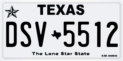 TX license plate DSV5512