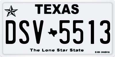 TX license plate DSV5513