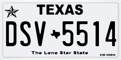 TX license plate DSV5514