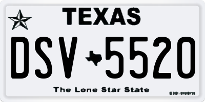 TX license plate DSV5520