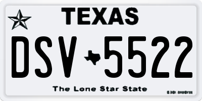 TX license plate DSV5522