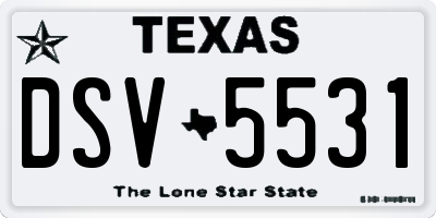 TX license plate DSV5531