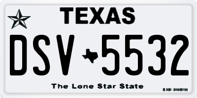 TX license plate DSV5532