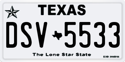 TX license plate DSV5533