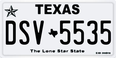 TX license plate DSV5535