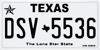 TX license plate DSV5536