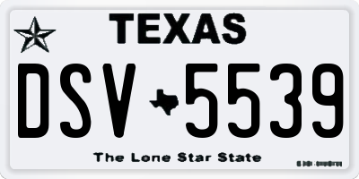 TX license plate DSV5539