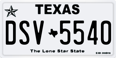 TX license plate DSV5540