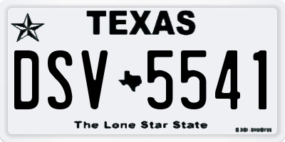 TX license plate DSV5541