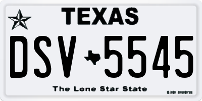 TX license plate DSV5545