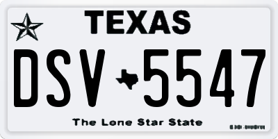 TX license plate DSV5547