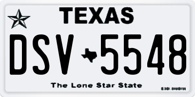 TX license plate DSV5548