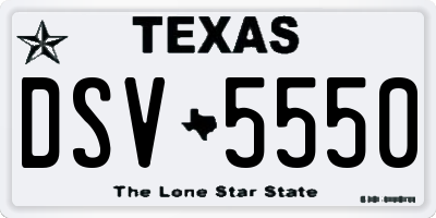 TX license plate DSV5550