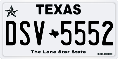 TX license plate DSV5552