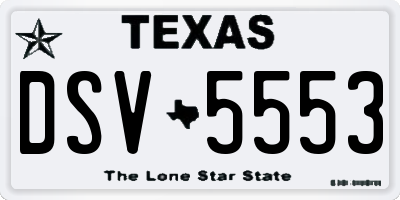TX license plate DSV5553