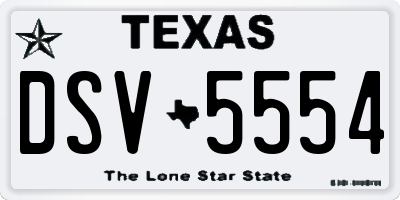 TX license plate DSV5554