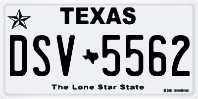 TX license plate DSV5562