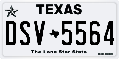 TX license plate DSV5564