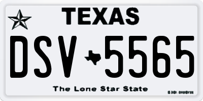 TX license plate DSV5565