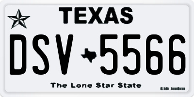 TX license plate DSV5566