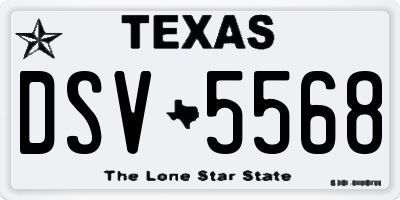 TX license plate DSV5568