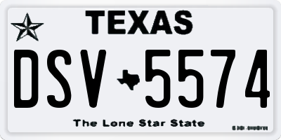 TX license plate DSV5574