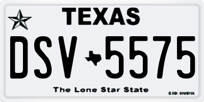 TX license plate DSV5575