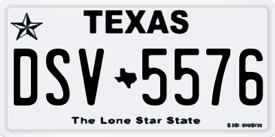 TX license plate DSV5576