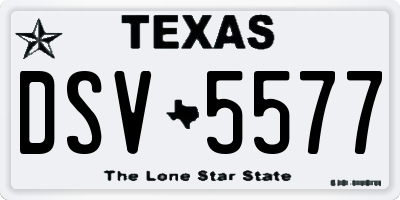 TX license plate DSV5577