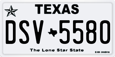 TX license plate DSV5580