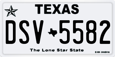 TX license plate DSV5582