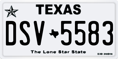 TX license plate DSV5583