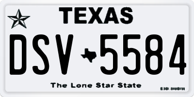 TX license plate DSV5584
